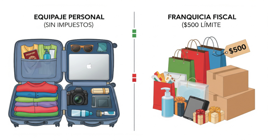 aduana exento impuestos equipaje franquicia diferencia 2