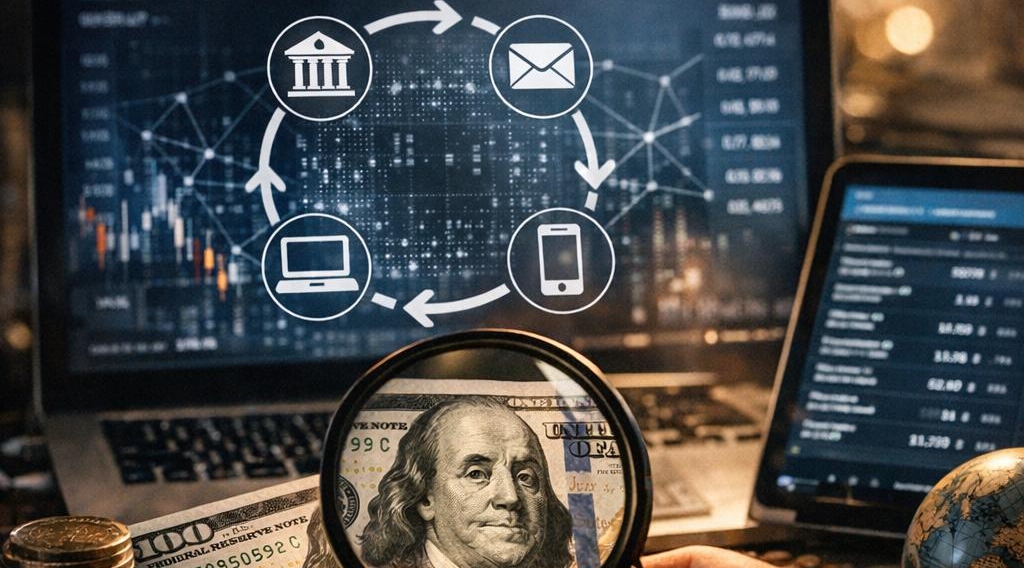 La Trazabilidad del Dinero + Flujo Circular de Información realistic photo of, award winning photograph, 50mm